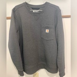 Grey woman’s loose fitting Carhart Pocket Crewneck, Size L